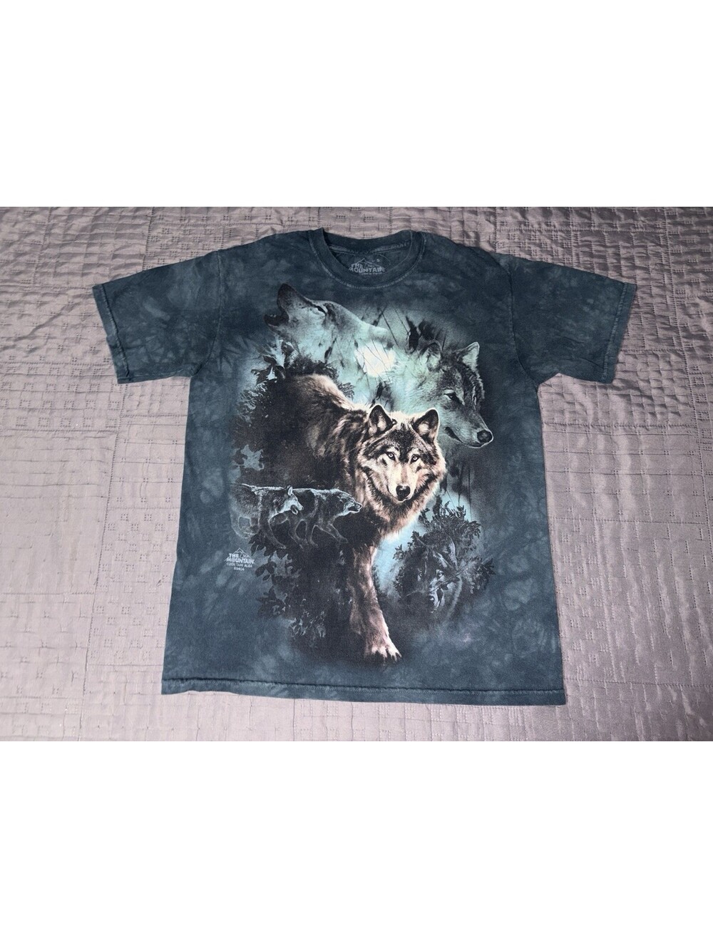 The Mountain Wolves Tie Dye T Shirt Adult Small Blue Nature Wildlife Graphic